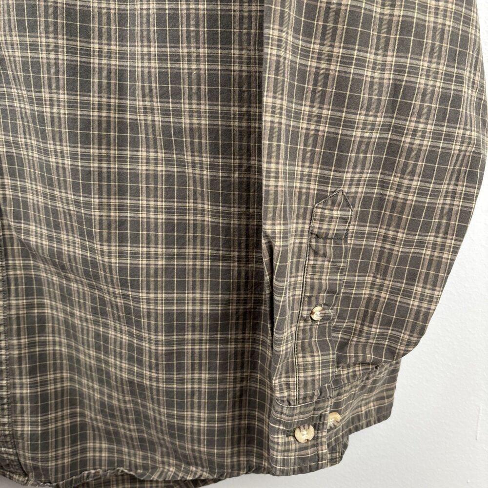 Carhartt Men Medium Olive Green Plaid Long Sleeve Button-Up w/ Leather Logo Tag - Picture 9 of 11